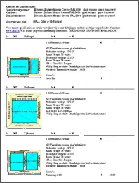 Voorbeeld van een offerte voor kunststof kozijnen met tekeningen en prijzen met de omschrijving