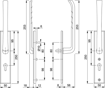 Detail patroon van platte hef schuifpui greep